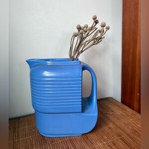 Vintage Blue Ceramic Pitcher with Handle
